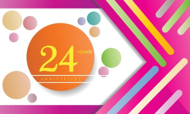 24 yıl yıldönümü kutlama logo, beyaz arka planda, vektör öğeleri için afiş, izole düz tasarım davetiye ve doğum gününü.