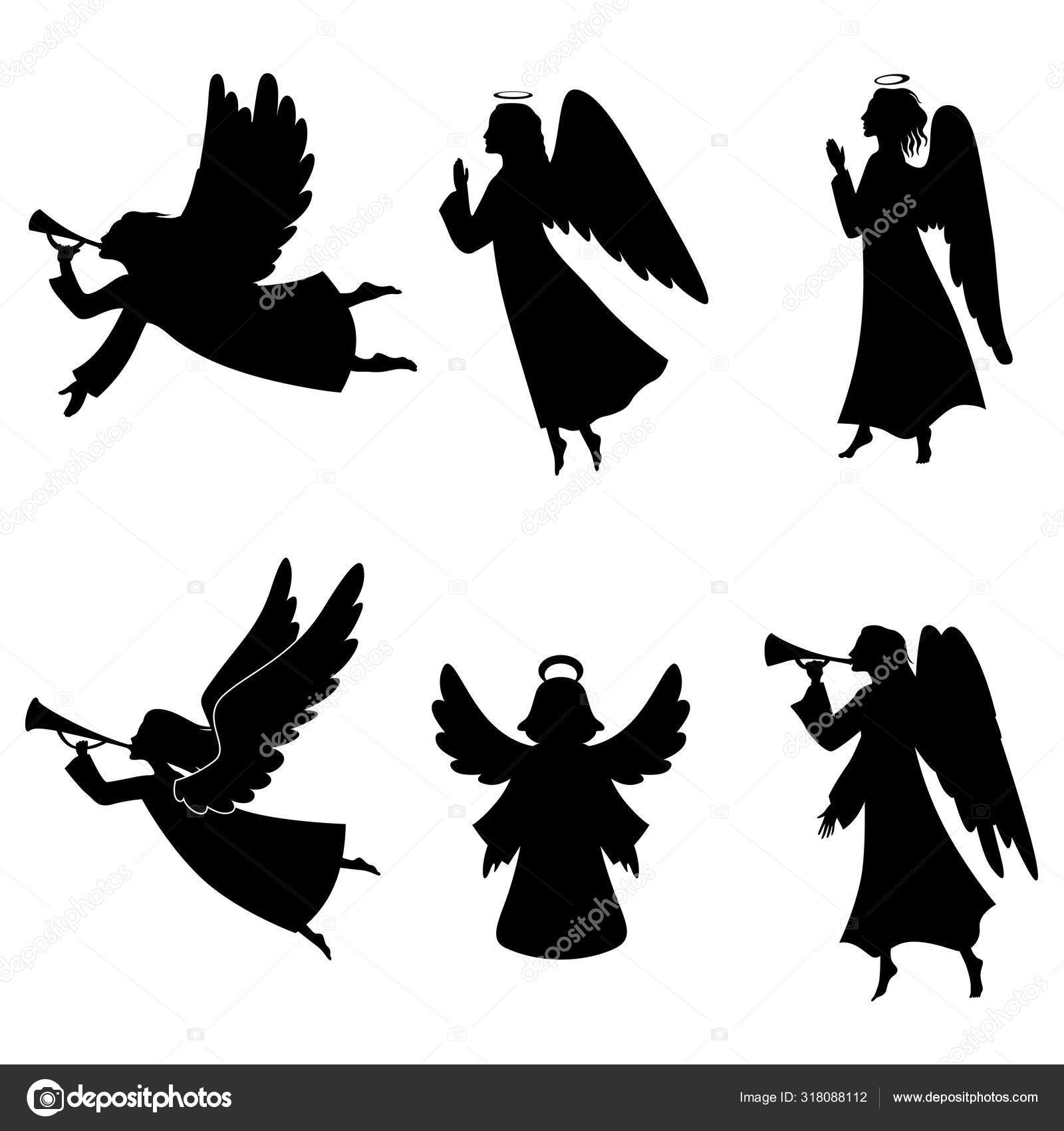Download Christmas angel silhouette set — Stock Vector © agrino #318088112