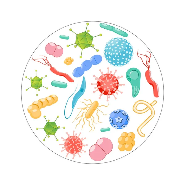 Forme patogene. Batteri, germi, virus — Vettoriale Stock