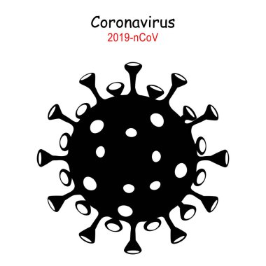 Coronavirus 2019-ncov. Corona virüs ikonu. Siyah beyaz sırtında