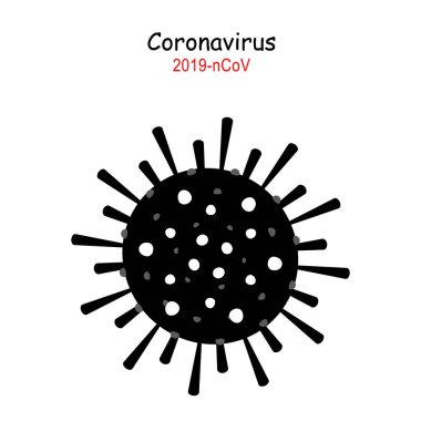 Coronavirus 2019-ncov. Corona virüs ikonu. Siyah beyaz sırtında