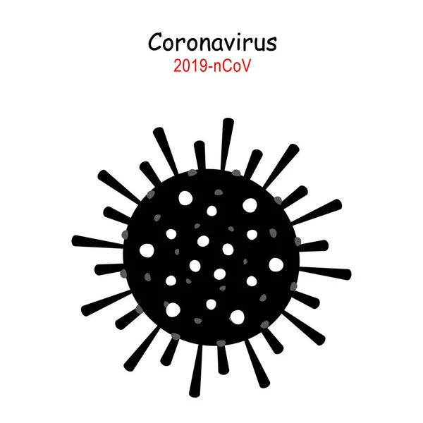 Coronavirus 2019-nCoV. Icono del virus Corona. Negro sobre fondo blanco — Vector de stock