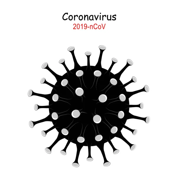 Coronavirus 2019-nCoV. Icono del virus Corona. Negro sobre fondo blanco — Vector de stock