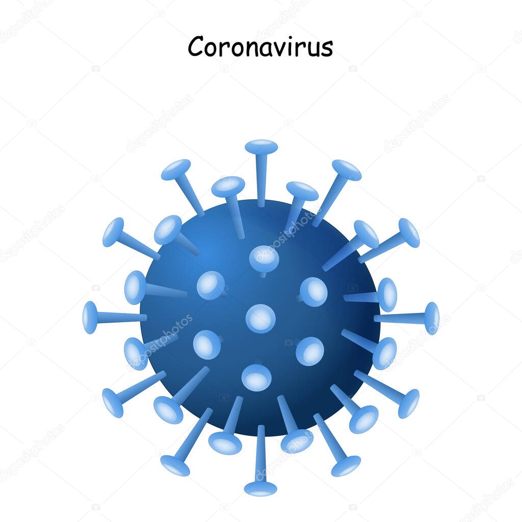 Coronavirus 2019-nCoV. Corona virus icon. China pathogen respiratory infection (asian flu outbreak). influenza pandemic. virion of Corona-virus.  Vector illustration of virion