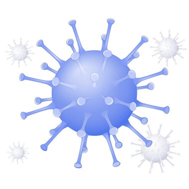 Virüs. Coronavirus. Farklı türde virüsler. Beyaz zemin üzerinde soyut vektör mikrobu. Hastalık mikrobu, patojen organizması. Enfeksiyon. Tıbbi İllüzyon. 2019-NCoV hastalığı. COVID-19 salgını ve salgını