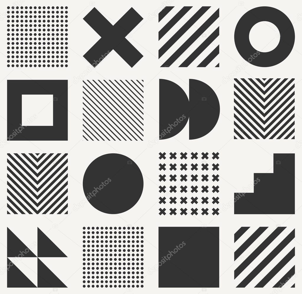 Minimalistic geometric seamless pattern in Scandinavian style. Abstract vector monochrome background with simple shapes and textures.