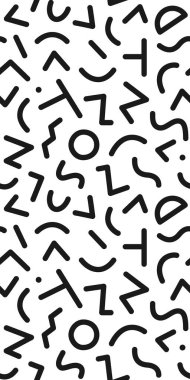 Siyah ve beyaz dikişsiz geometrik desen. Hipster Memphis tarzı.