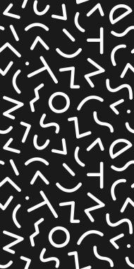 Siyah ve beyaz dikişsiz geometrik desen. Hipster Memphis tarzı.