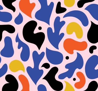 Modern İskandinav kesim elementleriyle renksiz desenli. Soyut şekilli çağdaş sanat kolajı.