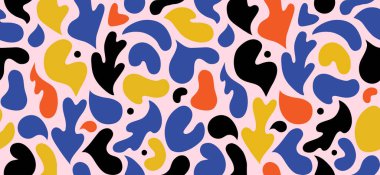 Modern İskandinav kesim elementleriyle renksiz desenli. Soyut şekilli çağdaş sanat kolajı.