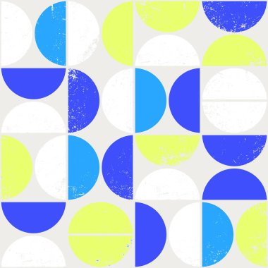 İskandinav tarzında renkli geometrik kusursuz desen. Yarı daireli modern soyut grunge arkaplanı.
