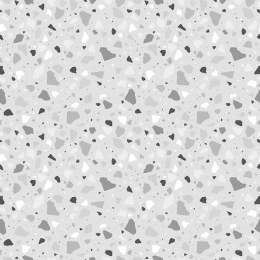 Gri terrazzo vektörsüz desen. Modern monokrom kiremit dokusu arka planı. Eps 10