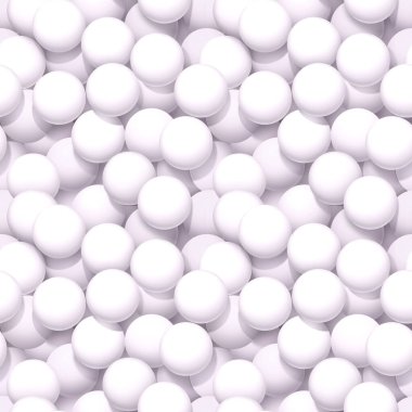 Beyaz toplarla kusursuz desen. Asgari poster kutsaması, 3 boyutlu illüstrasyon. Eşsiz tasarımınız için soyut pastel arkaplan.