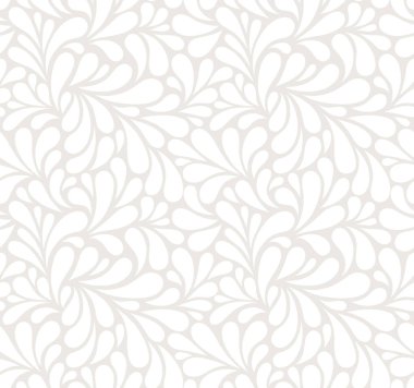 Beyaz damlalı, kusursuz bej desenli vektör. Tek renkli soyut çiçek arkaplanı. Modaya uygun tek renkli doku..