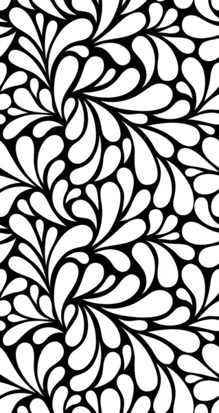 Patrón Blanco Negro Sin Costura Vectorial Con Gotas Fondo Floral — Archivo Imágenes Vectoriales