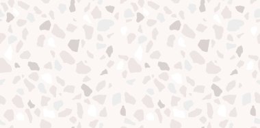 Açık gri terrazzo pürüzsüz desen. Modern monokrom kiremit dokusu. Vektör soyut arkaplanı. EPS 10