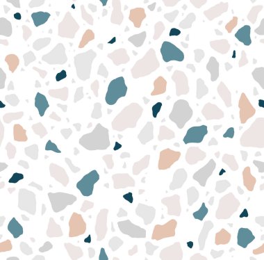 Terrazzo kusursuz desen. Modern renkli fayans dokusu. Vektör soyut arkaplanı. EPS 10