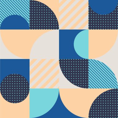 İskandinav tarzında renkli geometrik kusursuz desen. Çok renkli basit şekil ve dokulara sahip soyut vektör arkaplanı.