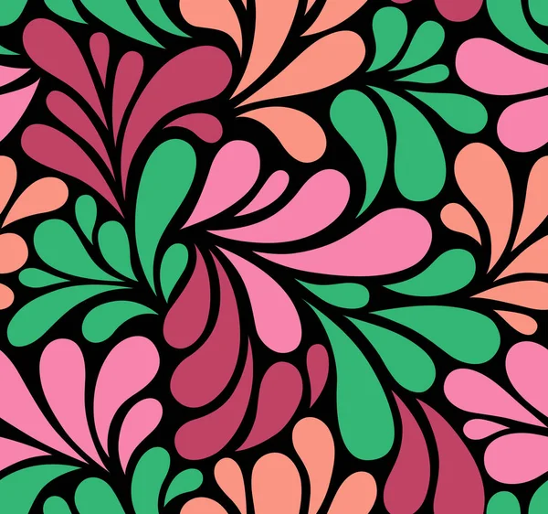 Patrón Sin Costura Vectorial Con Gotas Multicolores Fondo Floral Abstracto — Vector de stock