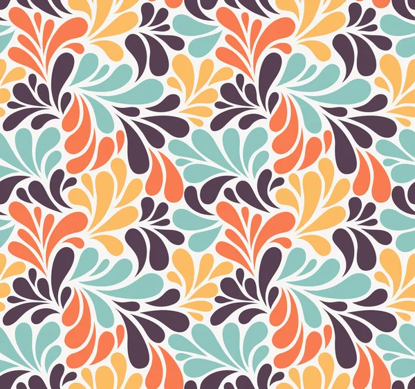 Modèle Vectoriel Sans Couture Avec Des Gouttes Multicolores Fond Floral — Image vectorielle