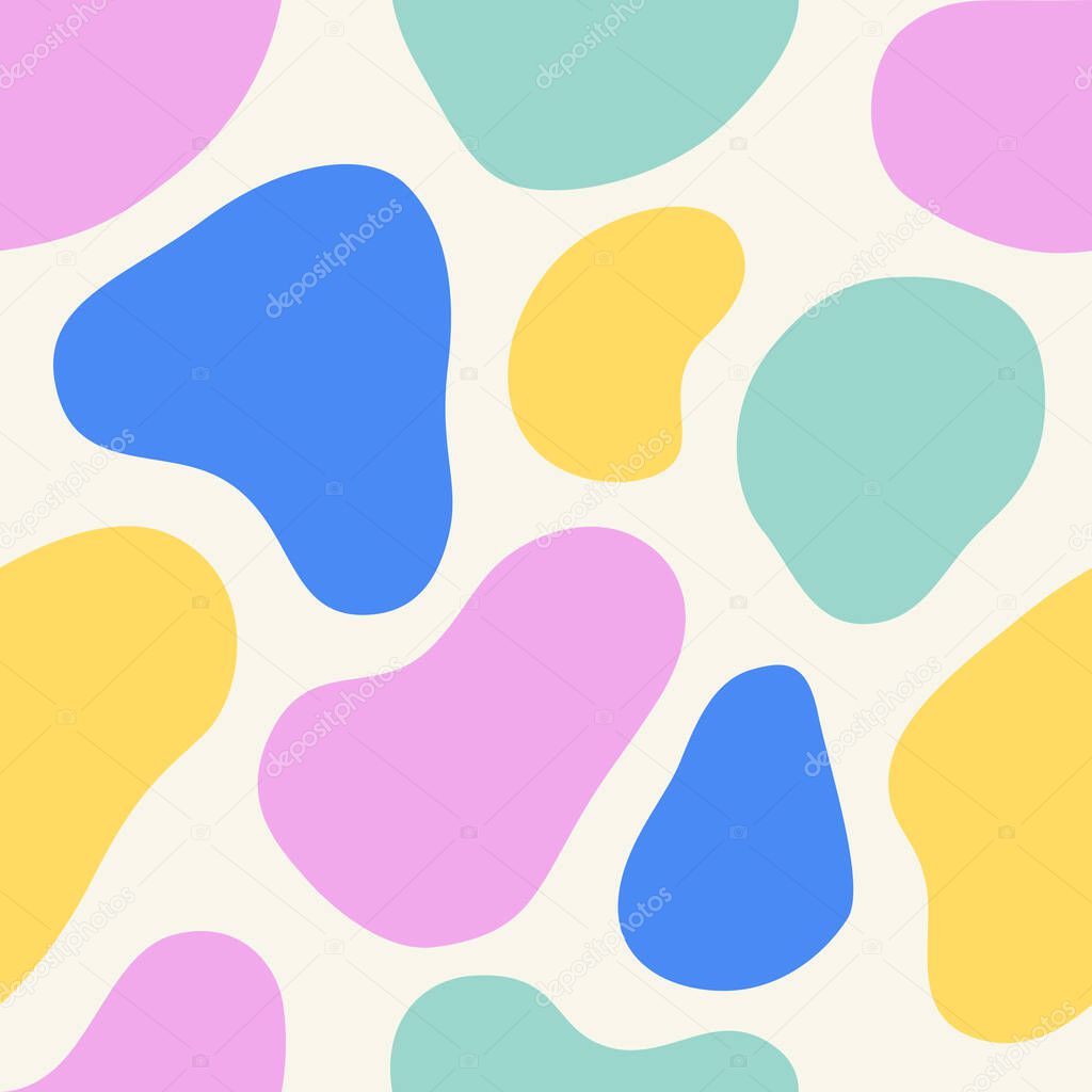 Seamless round stone pattern. Abstract colorful background with organic shapes. Vector illustration, EPS 10.