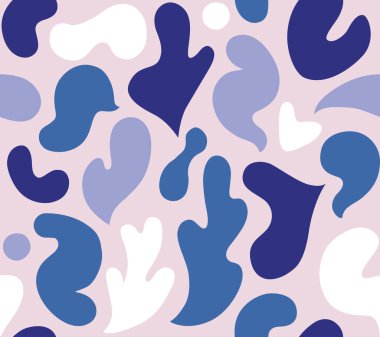 Çok renkli ve soyut şekilli çağdaş sanat kolajı. Modern İskandinav kesim elementleriyle vektör kusursuz desen. EPS 10