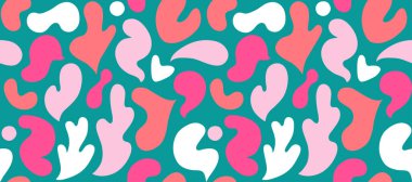 Çok renkli ve soyut şekilli çağdaş sanat kolajı. Modern İskandinav kesim elementleriyle vektör kusursuz desen. EPS 10