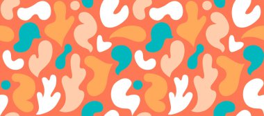 Çok renkli ve soyut şekilli çağdaş sanat kolajı. Modern İskandinav kesim elementleriyle vektör kusursuz desen. EPS 10