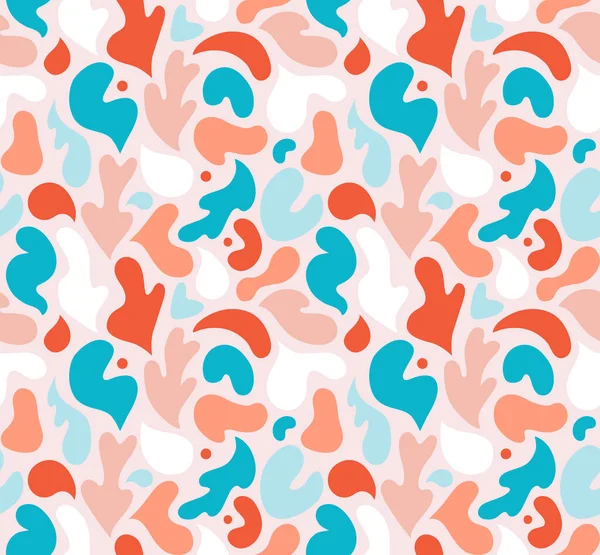 Çok renkli ve soyut şekilli çağdaş sanat kolajı. Modern İskandinav kesim elementleriyle vektör kusursuz desen. EPS 10