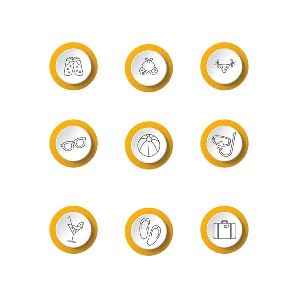 Yaz ve tatil simgeler düğmeleri ayarlayın. Web siteleri, afiş ve infographics için simge kümesi.