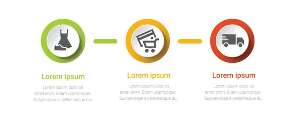 Vektör Lineer düz simgelerin ayarlamak ve infographics tasarım öğeleri - internet alışveriş işlemi