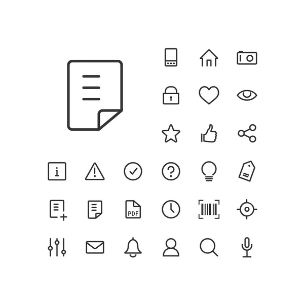 Dokument-Symbol im Set auf weißem Hintergrund. universelle lineare Symbole zur Verwendung im Web und in mobilen Apps. — Stockvektor