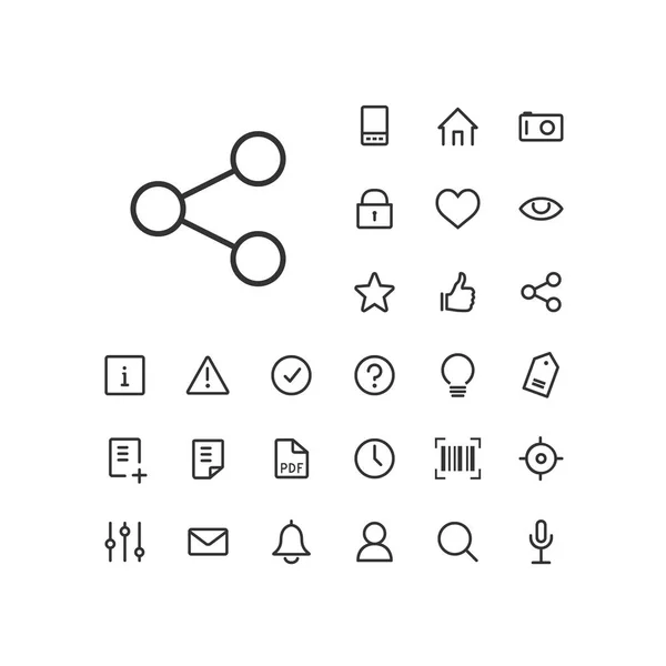 Condividi icona nel set sullo sfondo bianco. Icone lineari universali da utilizzare nell'app web e mobile . — Vettoriale Stock