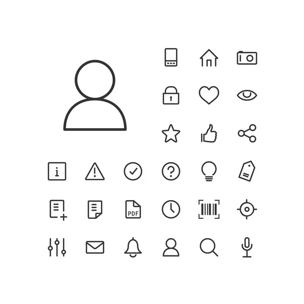 Het pictogram van de gebruiker in de set op de witte achtergrond. Universele lineaire pictogrammen in web en mobiele app te gebruiken. — Stockvector