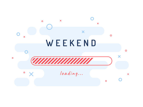 Weekend loading - vector illustration. Light blue background.