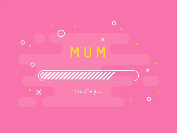 Mum loading - vector illustration. Pink background. — Stock Vector