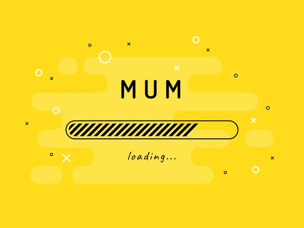 Mum loading - vector illustration. Yellow background. — Stock Vector