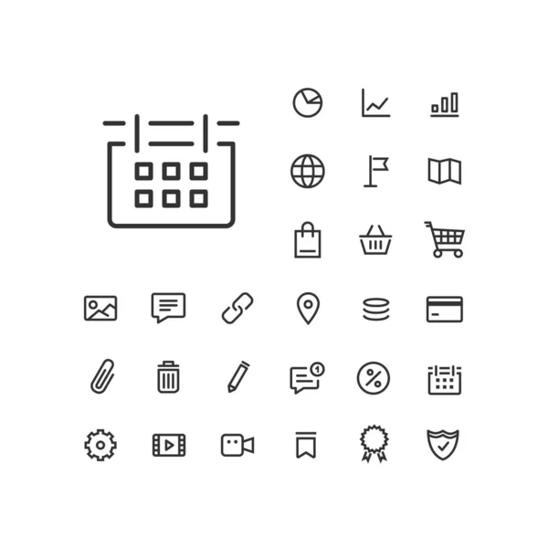 Calendar Icon Set White Background Universal Linear Icons Use Web — 스톡 벡터