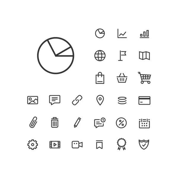 Pie Chart Icon Set White Background Universal Linear Icons Use — 스톡 벡터