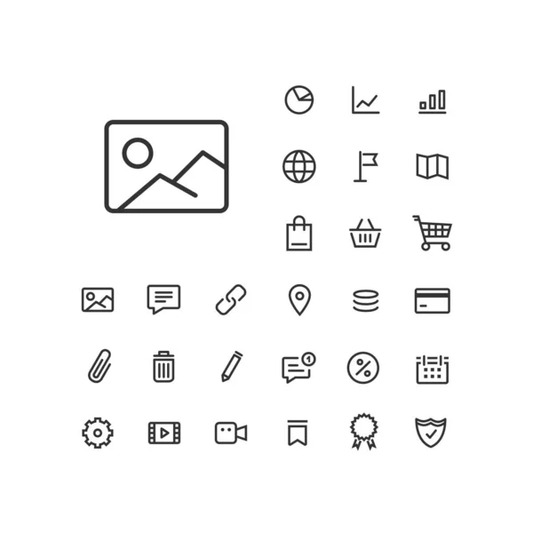 Image Icon Set White Background Universal Linear Icons Use Web — 스톡 벡터