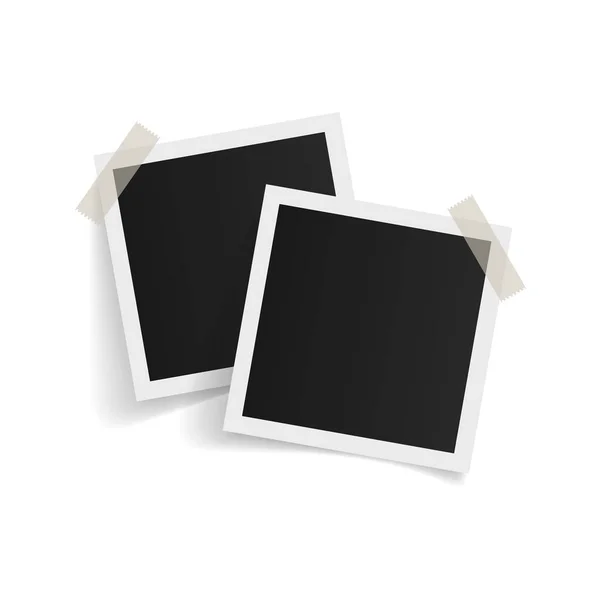 Beyaz arka planda yapışkan banttaki kare fotoğraf çerçeveleri. Vektör illüstrasyonu.
