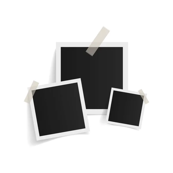 Quadratische Fotorahmen Auf Klebeband Auf Transparentem Hintergrund Vektorillustration — Stockvektor