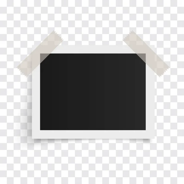 Rectangle Photo Frame Template Shadows Sticky Tape Transparent Background Vector — 스톡 벡터