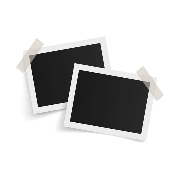 Rectangle Photo Frames Sticky Tape White Background Vector Illustration — 스톡 벡터