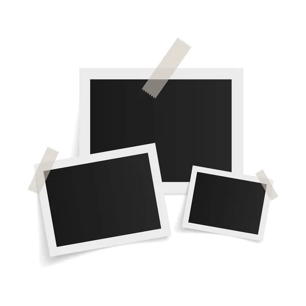 Rectangle Photo Frames Sticky Tape White Background Vector Illustration — 스톡 벡터