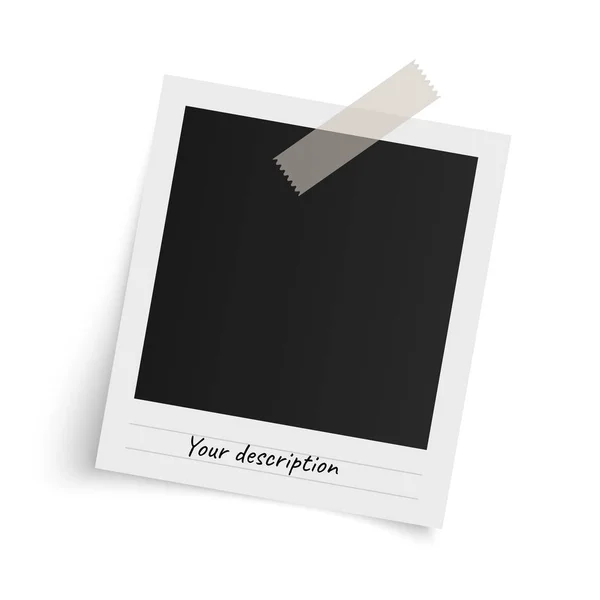 Polaroid Fotorahmenvorlage Mit Schatten Auf Klebeband Auf Weißem Hintergrund Vektorillustration — Stockvektor