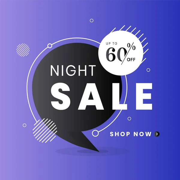 Etiqueta Venta Nocturna Bubble Vector Plano Moda Banner Web Redes — Vector de stock