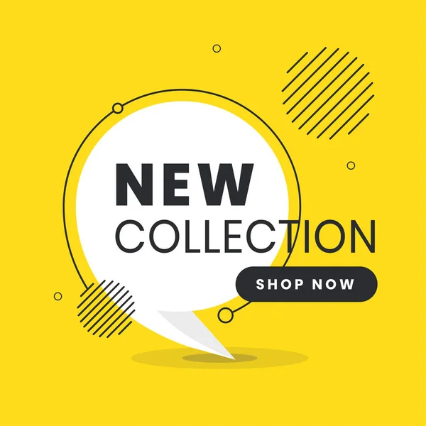Yeni koleksiyon etiketi. Moda düz vektör balonu. Alışveriş, satış, ürün tanıtımı için sosyal medya web pankartı. Vektör geçmişi. Kapaklar, pankartlar, posterler, el ilanları ve afişler için uygulanabilir.