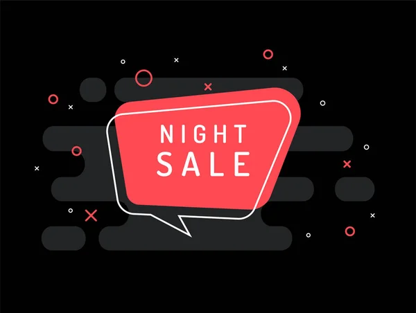 Night Sale Label Trendy Flat Vector Bubble Black Banner White — 스톡 벡터