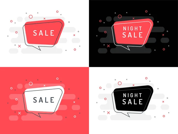 Set Sale Label Trendy Flat Vector Bubble Black Red Colors — 스톡 벡터